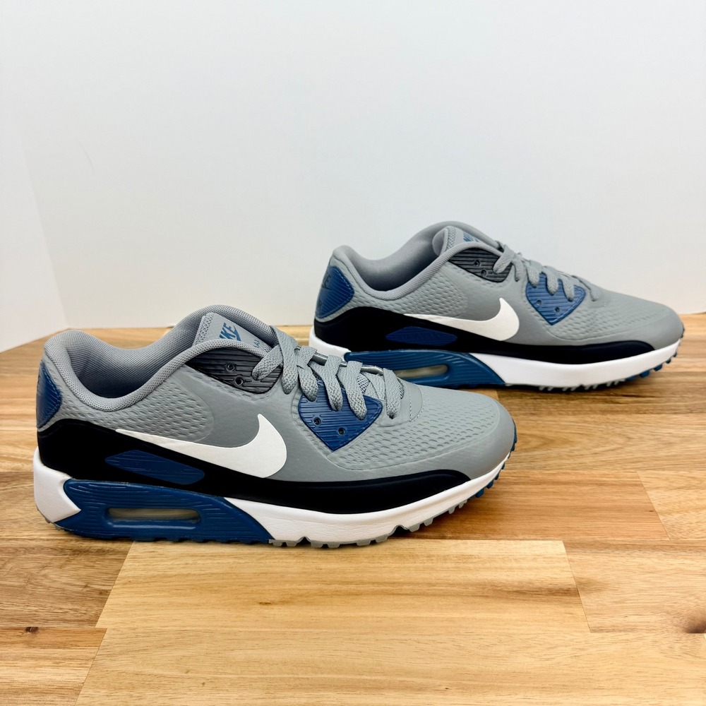 Nike Air Max 90 Golf Shoes Particle Grey Marina Blue Athletic Shoes Mens Size 9 - Picture 6 of 9
